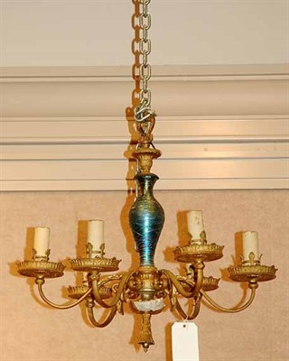 Lot 3247 - American Art Glass and Painted Metal Six-Light...