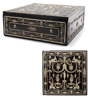 Lot 4200 - Silvered Metal Inlaid and Ebonized Humidor E....