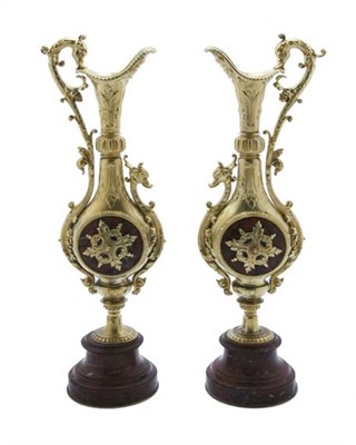 Lot 3668 - Pair of Gilt-Metal and Rouge Marble Garniture...