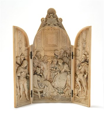 Lot 4523 - Continental Carved and Parcel Painted Ivory...