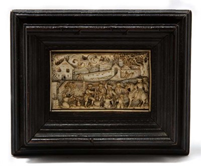 Lot 4525 - Framed Continental Carved Ivory Plaque 19th...