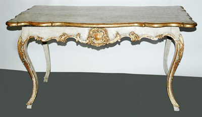 Lot 146 - Continental Rococo Painted and Gilt Side Table...