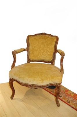 Lot 145 - Louis XV Walnut Fauteuil en Cabriolet
