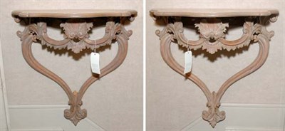 Lot 234 - Pair of Neoclassical Style Fruitwood Consoles...