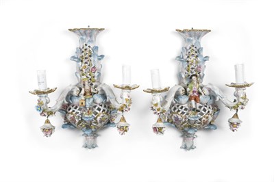 Lot 4198 - Pair of Capodimonte Gilt and Painted...