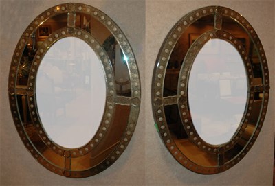 Lot 181 - Pair of Mirror Framed Oval Mirrors Height 32...