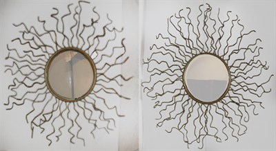 Lot 115 - Pair of Gilt-Metal Sunburst Mirrors Diameter...
