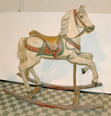 Lot 132 - Carved and Painted Wood Rocking Horse Height...