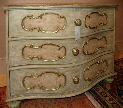 Lot 486 - Continental Painted Serpentine Front Chest of...