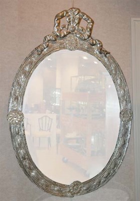 Lot 208 - Neoclassical Style Silvered Metal Oval Mirror...
