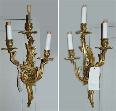 Lot 3426 - Pair of Louis XV Style Gilt-Metal Three-Light...
