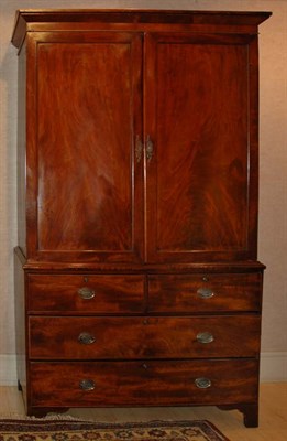 Lot 473 - George III Style Mahogany Linen Press Height 7...