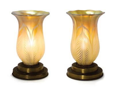 Lot 3245 - Pair of American Art Glass Lamps First quarter...