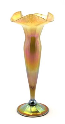 Lot 3261 - Tiffany Gold Ribbed Favrile Glass Vase Of...