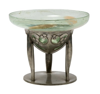 Lot 3478 - English Pewter and Glass Center Bowl Designed...
