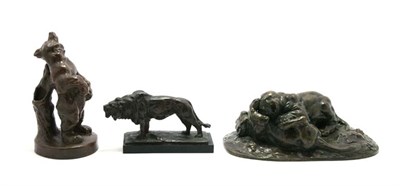 Lot 3422 - Group of Three Bronze Animalier Figures...