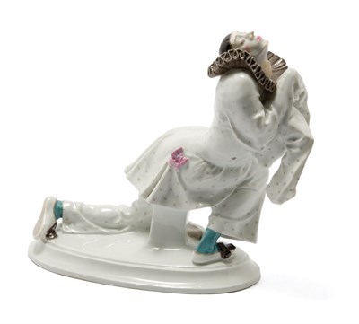 Lot 3647 - Meissen Porcelain Figure of Pierrot After a...