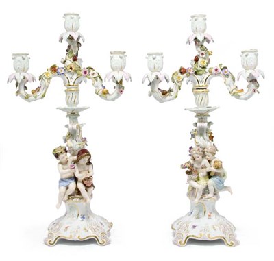 Lot 4432 - Pair of Meissen Gilt Decorated Allegorical...