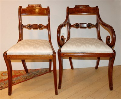 Lot 451 - Set of Eight Regency Style Mahogany Slip Seat...