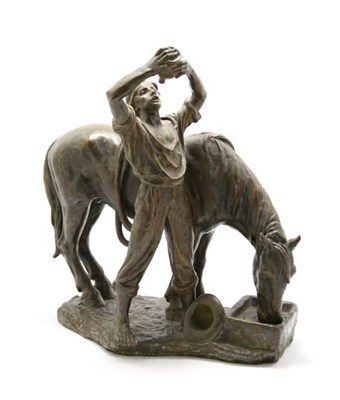 Lot 3231 - Bronze Equestrian Group After a model by...