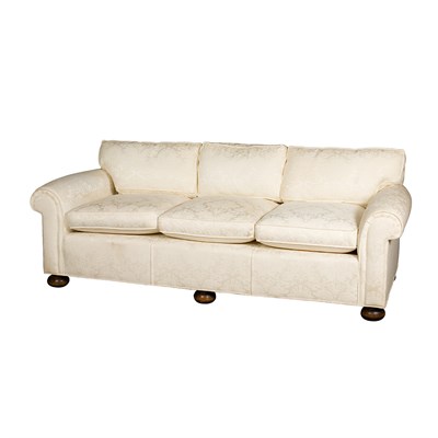 Lot 170 - Two White Upholstered Sofas Length of larger 8...