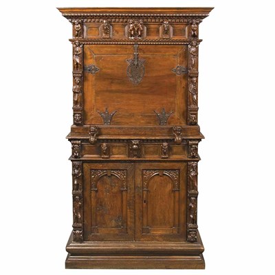Lot 163 - Italian Baroque Walnut Cabinet In two parts,...