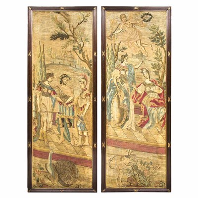 Lot 524 - Pair of Northern European Needlework Panels...