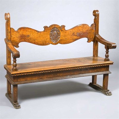 Lot 164 - Italian Baroque Style Walnut Bench The shaped...