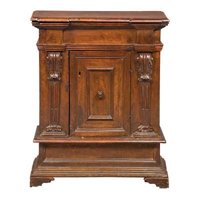 Lot 180 - Italian Baroque Walnut Side Cabinet The hinged...