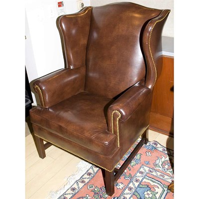 Lot 585 - Georgian Style Mahogany Wing Chair and Ottoman...