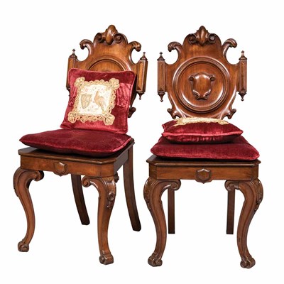 Lot 474 - Pair of Victorian Mahogany Hall Chairs Circa...