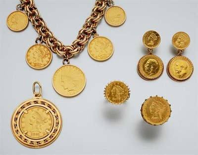 Lot 2598 - Group of Gold Coin Jewelry