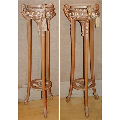 Lot 4489 - Pair of Louis XVI Style Limed Wood Pedestals...