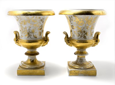 Lot 4147 - Pair of Paris Porcelain Two-Handled Urns 19th...