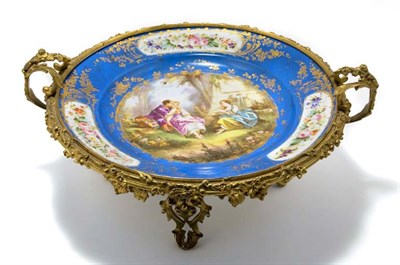 Lot 4188 - Sevres Style Gilt-Metal Mounted Porcelain...