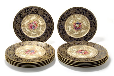 Lot 4139 - Set of Twelve Royal Worcester Gilt and Painted...