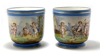 Lot 4150 - Pair of Sevres Style Porcelain Wine Coolers...