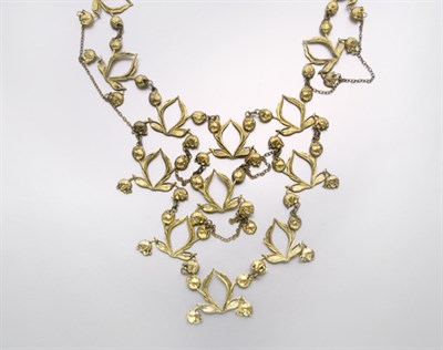 Lot 2682 - Metal Rosebud Bib Necklace