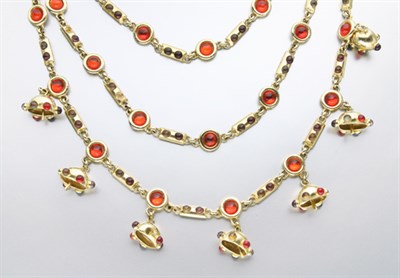 Lot 2683 - Metal and ColoredStone Bells Necklace