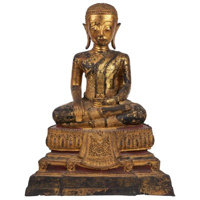 Lot 74 - Thai Gilt-Bronze Buddha 19th Century Seated in...