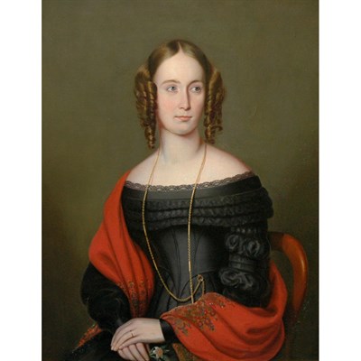 Lot 103 - English School 19th Century Lady with a Red...