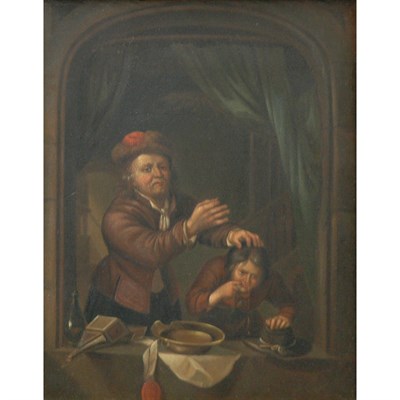 Lot 136 - Manner of Gerrit Dou Scholar Cutting a Quill...