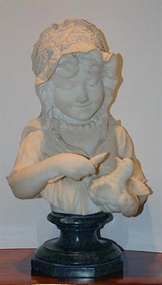 Lot 275 - Marble Bust of a Girl Feeding a Bird Height...