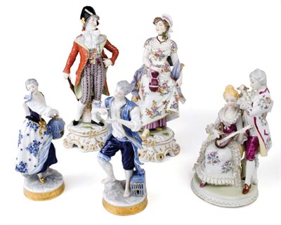 Lot 304 - Group of Five German Porcelain Figures Various...