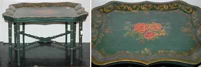 Lot 153 - Victorian Style Floral Decorated Green Painted...