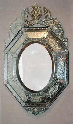 Lot 3404 - Venetian Mirror Framed Mirror Of elongated...