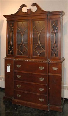 Lot 194 - George III Style Mahogany Breakfront Cabinet...