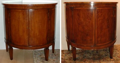 Lot 575 - Pair of Georgian Style Yewwood Demilune Side...