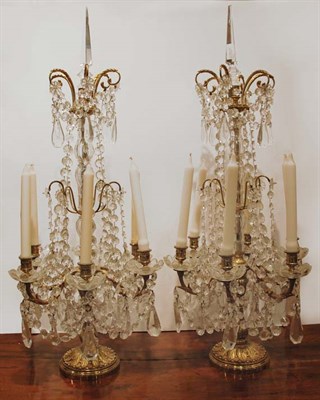 Lot 585 - Pair of Louis XVI Gilt Metal and Crystal...