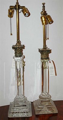 Lot 595 - Pair of Neoclassical Style Glass Columnar...